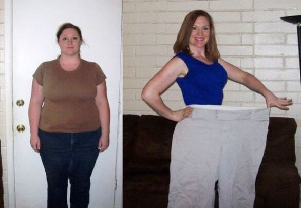 Muller antes e despois de seguir unha dieta para beber